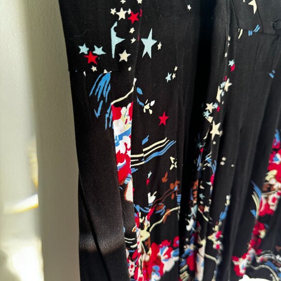 NWT Free People Sleeveless Black, Red, Blue Tunic Floral and Star Print - Picture 6 of 10